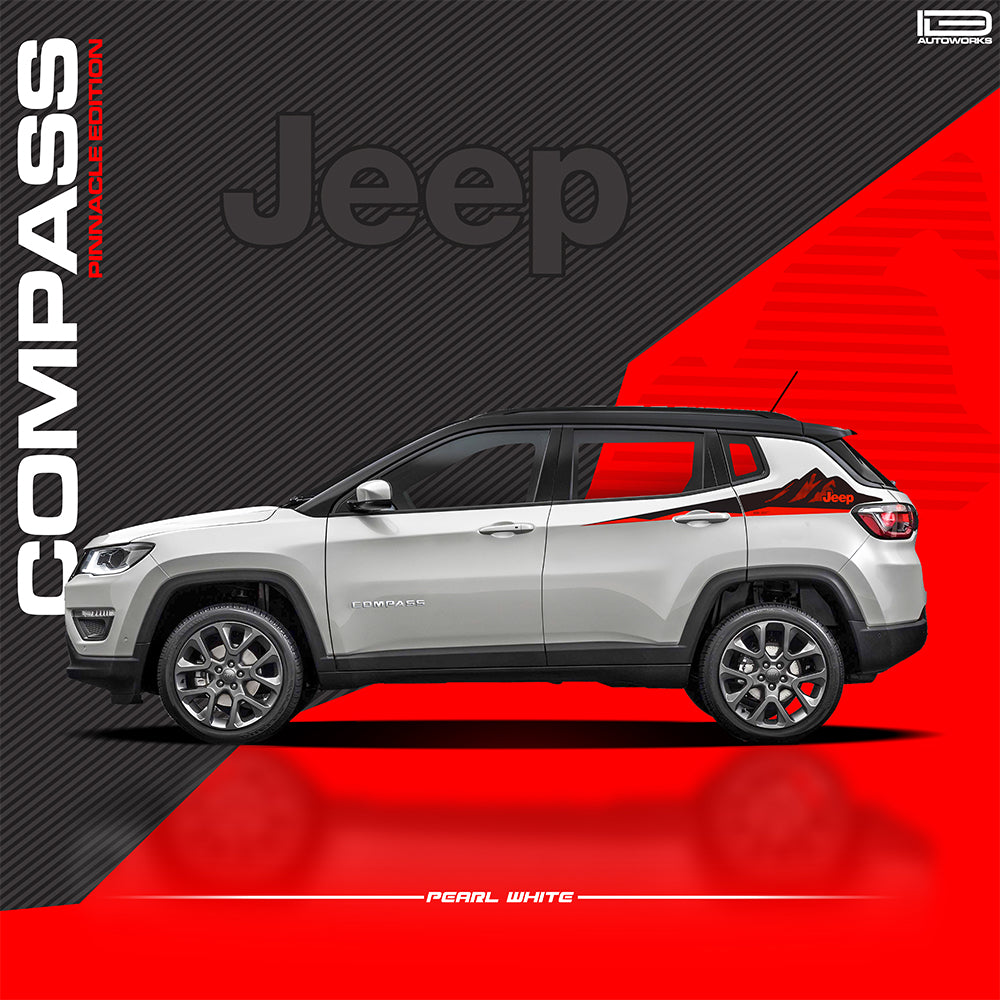 IDE GRAPHICS SERIES - Pinnacle Edition (Only Side Decals)  for JEEP Compass / 2017-Present (Pearl White)