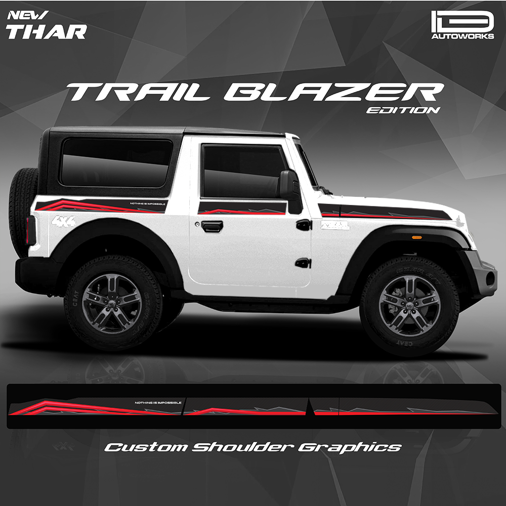 IDE GRAPHICS SERIES - Trailblazer Edition for Mahindra THAR /2020-Present (Everest White)