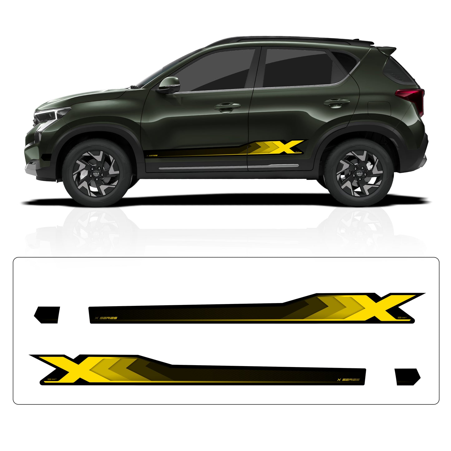 IDE GRAPHICS SERIES - X Series for Kia Sonet (Pewter Olive)