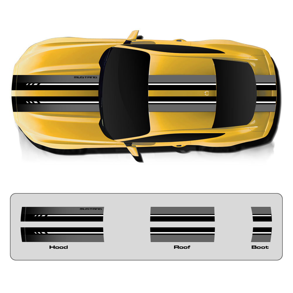 IDE PREMIUM GRAPHICS SERIES - ThunderHorse Edition Top for Ford Mustang (Triple Yellow)
