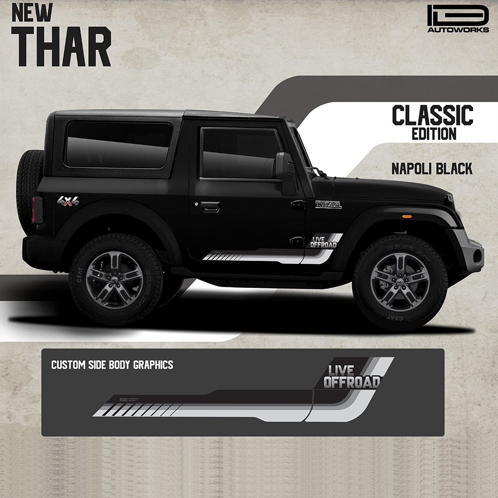 IDE GRAPHICS SERIES - Classic Edition for Mahindra THAR /2020-Present (Napoli Black)