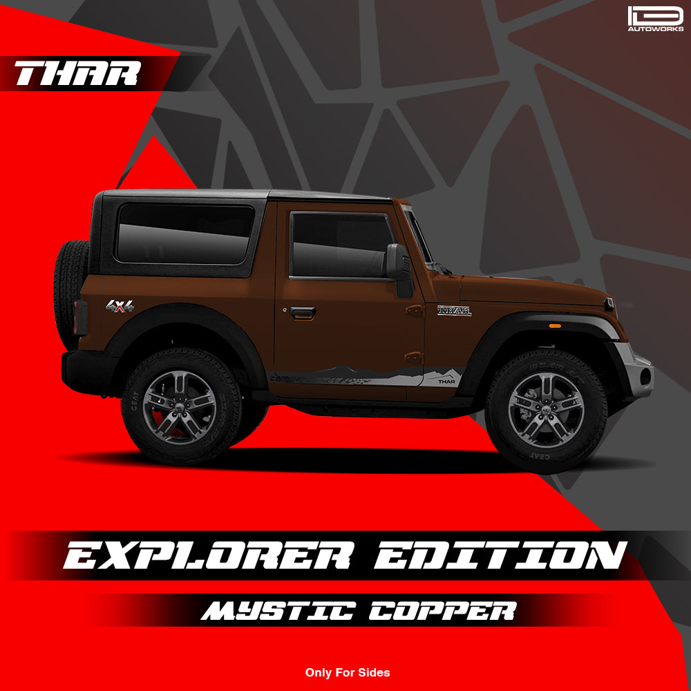 IDE GRAPHICS SERIES - Explorer Edition (Only Side decals*) for Mahindra THAR /2020-Present (Mystic Copper)