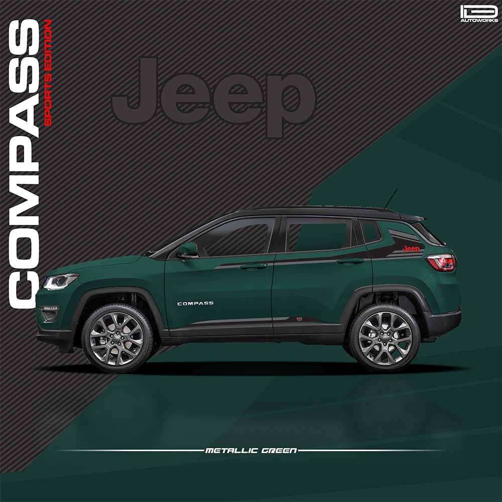 IDE GRAPHICS SERIES - Sports Edition (Only Side Decals)  for JEEP Compass / 2017-Present  (Metallic Green)