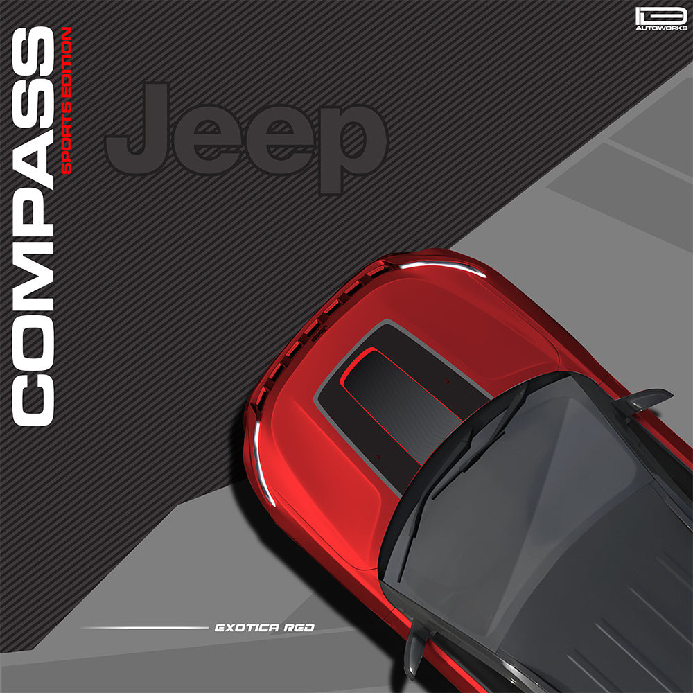 IDE GRAPHICS SERIES - Sports Edition (Only Bonnet Decal)  for JEEP Compass / 2017-Present (Exotica Red)