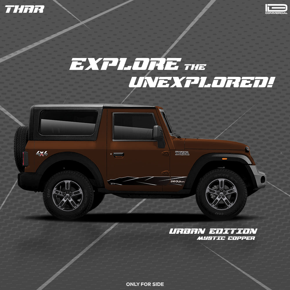 IDE GRAPHICS SERIES - Urban Edition (Only Side Decals) for Mahindra THAR /2020-Present (Mystic Copper)