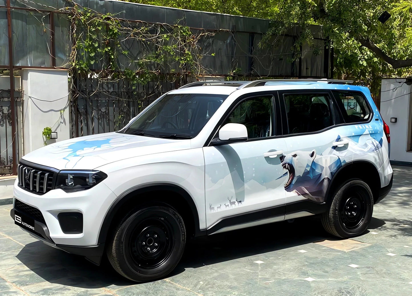 Bear Edition Graphics for Mahindra Scorpio N white