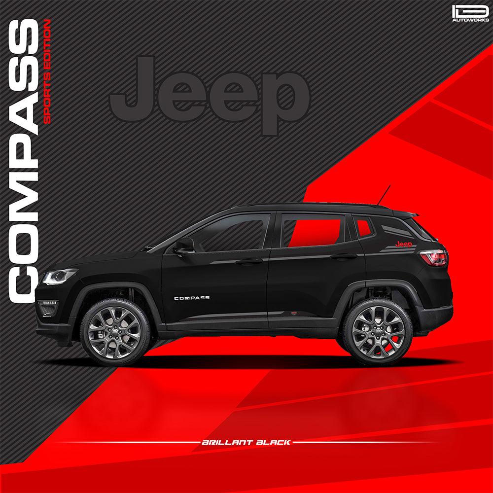 IDE GRAPHICS SERIES - Sports Edition (Only Side Decals)  for JEEP Compass / 2017-Present (Brilliant Black)