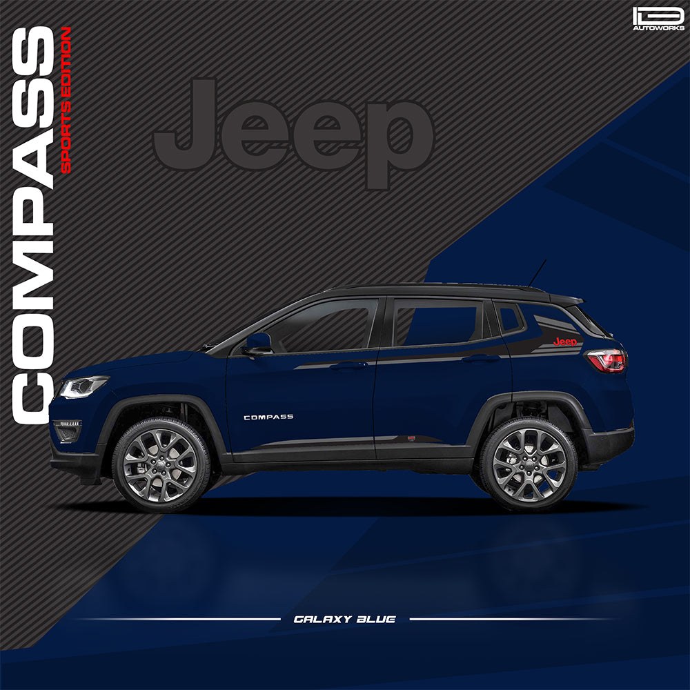 IDE GRAPHICS SERIES - Sports Edition (Only Side Decals)  for JEEP Compass / 2017-Present  (Galaxy Blue)