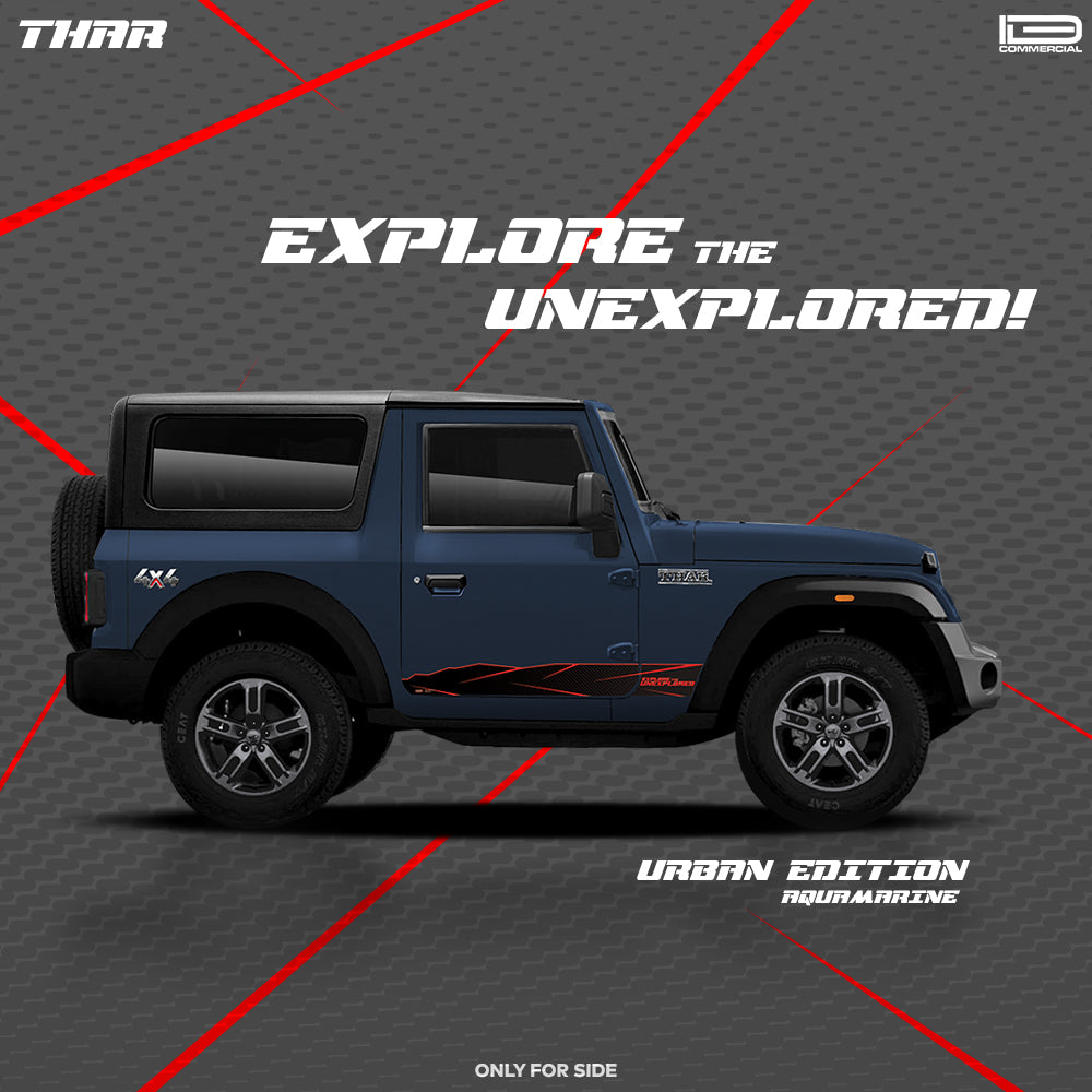 IDE GRAPHICS SERIES - Urban Edition (Only Side Decals) for Mahindra THAR /2020-Present (Aquamarine)