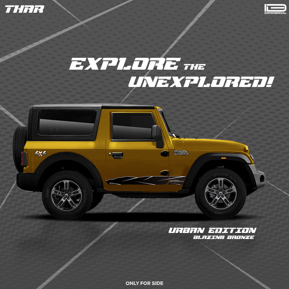 IDE GRAPHICS SERIES - Urban Edition (Only Side Decals) for Mahindra THAR /2020-Present (Blazing Bronze)