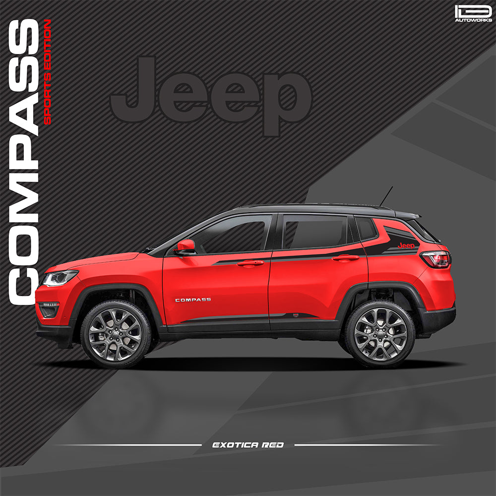 IDE GRAPHICS SERIES - Sports Edition (Only Side Decals)  for JEEP Compass / 2017-Present  (Exotica Red)