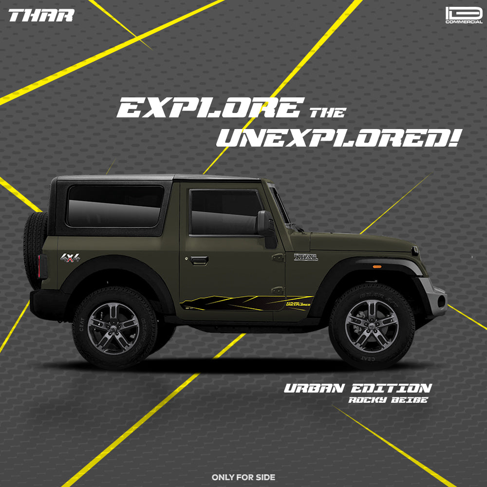 IDE GRAPHICS SERIES - Urban Edition (Only Side Decals) for Mahindra THAR /2020-Present (Rocky Beige)