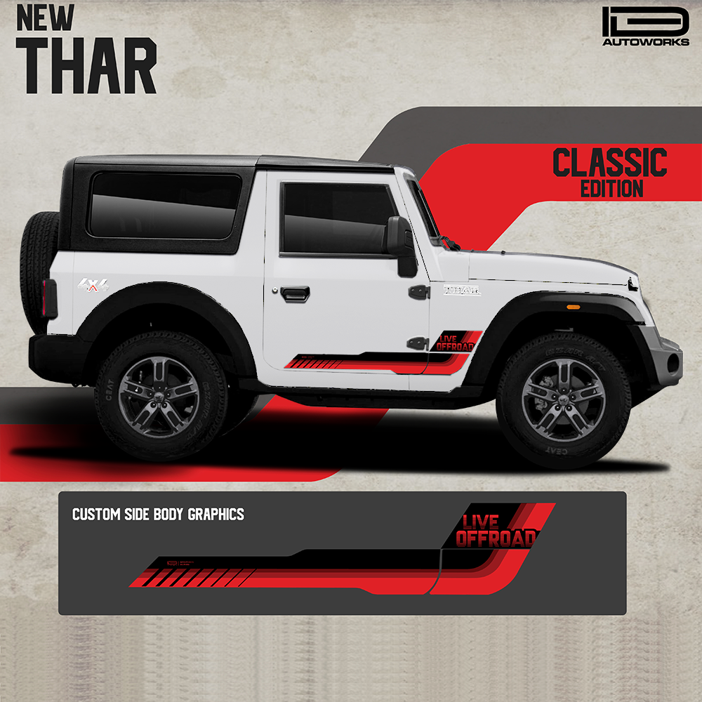 IDE GRAPHICS SERIES - Classic Edition for Mahindra THAR /2020-Present (Everest White)