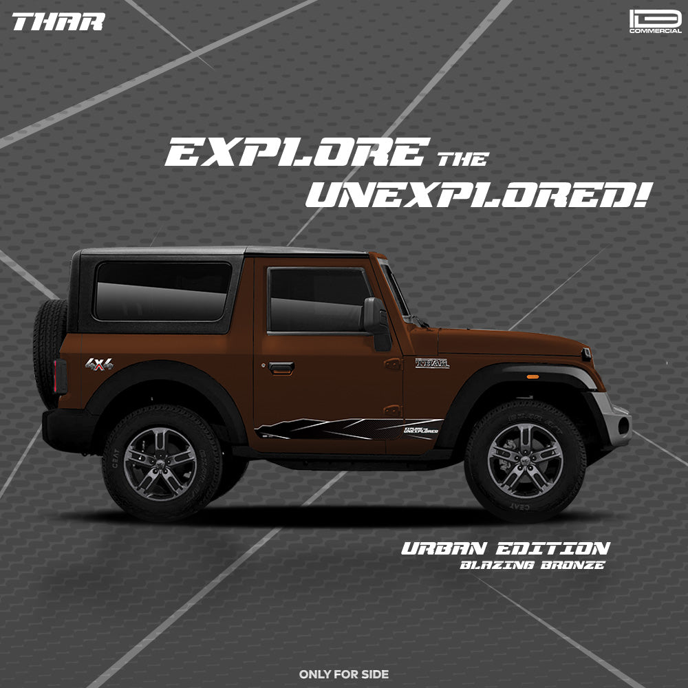 IDE Graphics Series - Urban Edition | Only Side Decals for Mahindra Thar / Mystic Copper