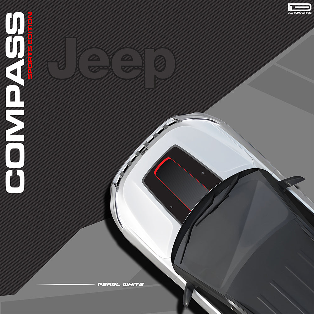 IDE GRAPHICS SERIES - Sports Edition (Only Bonnet Decal)  for JEEP Compass / 2017-Present (Pearl White)