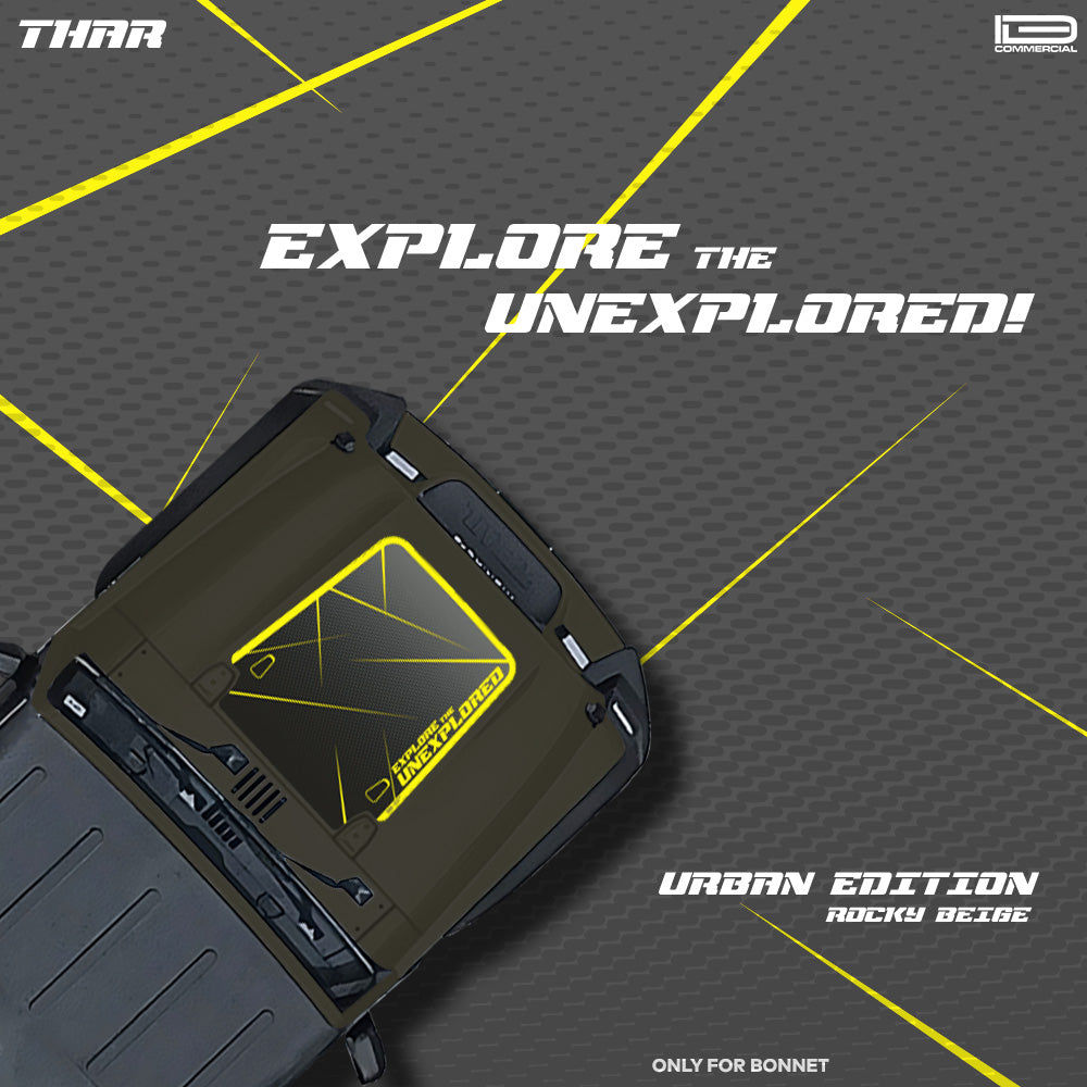 IDE Graphics Series - Urban Edition | Only Bonnet Decal for Mahindra Thar / Rocky Beige