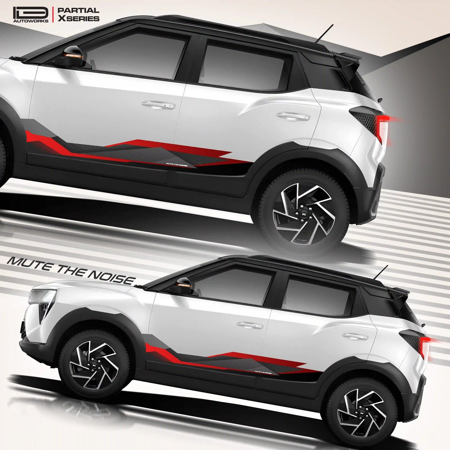 Mute The Noise Edition Graphics for Mahindra 3XO red