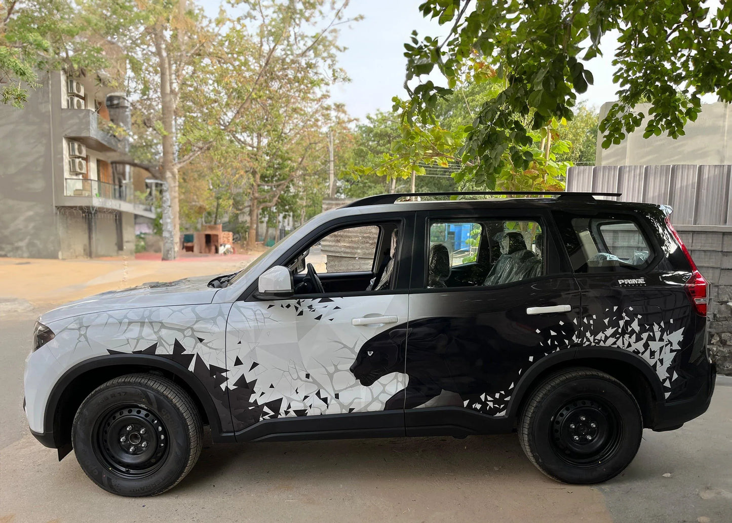 Panther Edition Graphics for Mahindra Scorpio N white