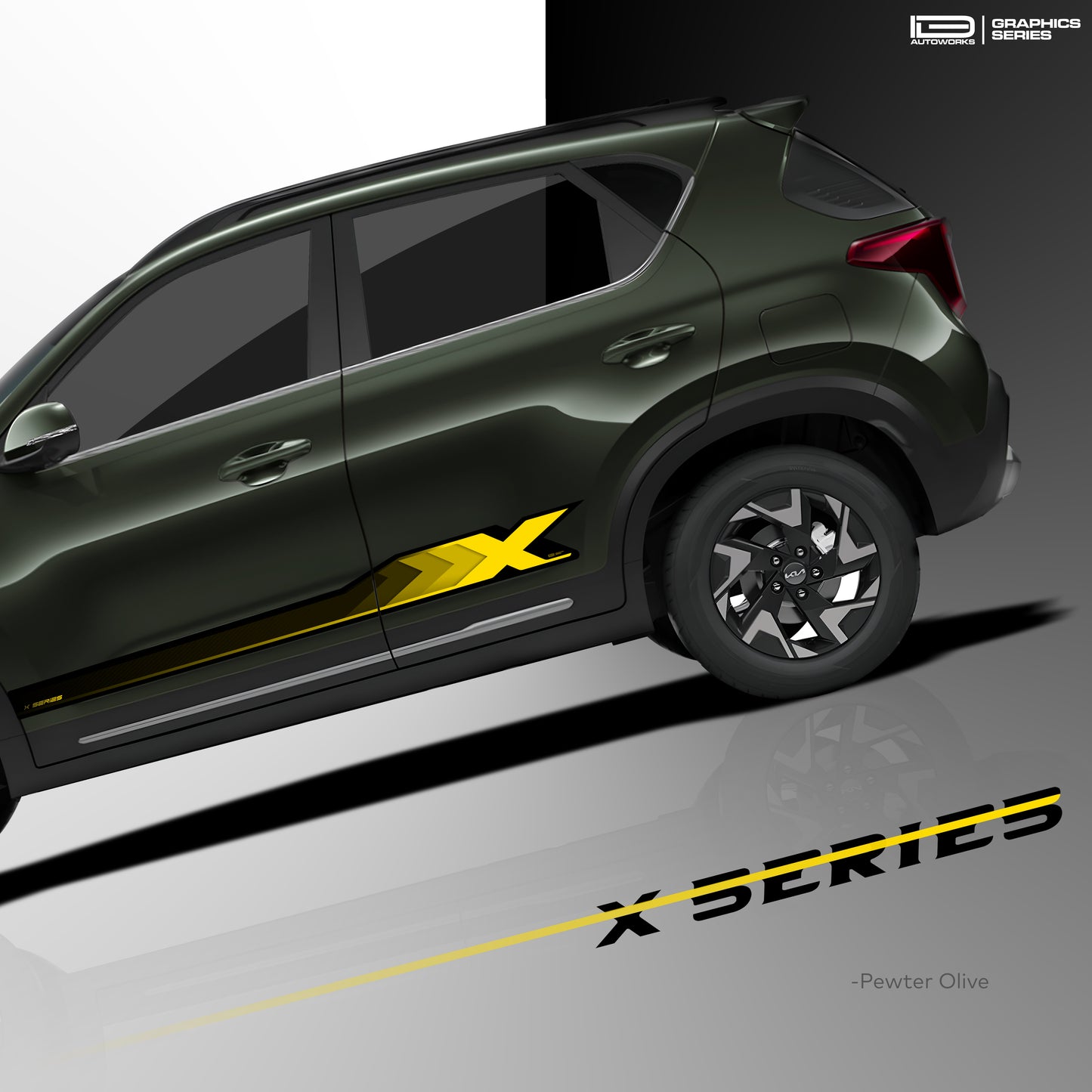 IDE GRAPHICS SERIES - X Series for Kia Sonet (Pewter Olive)