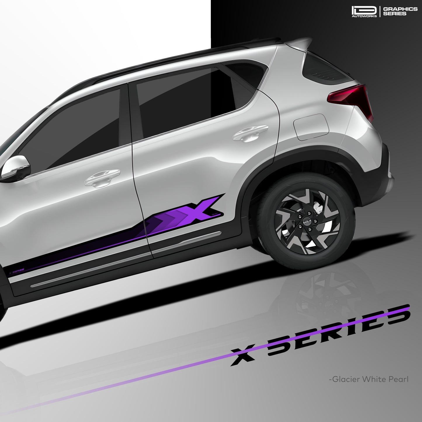 IDE GRAPHICS SERIES - X Series for Kia Sonet (Glacier White Pearl)