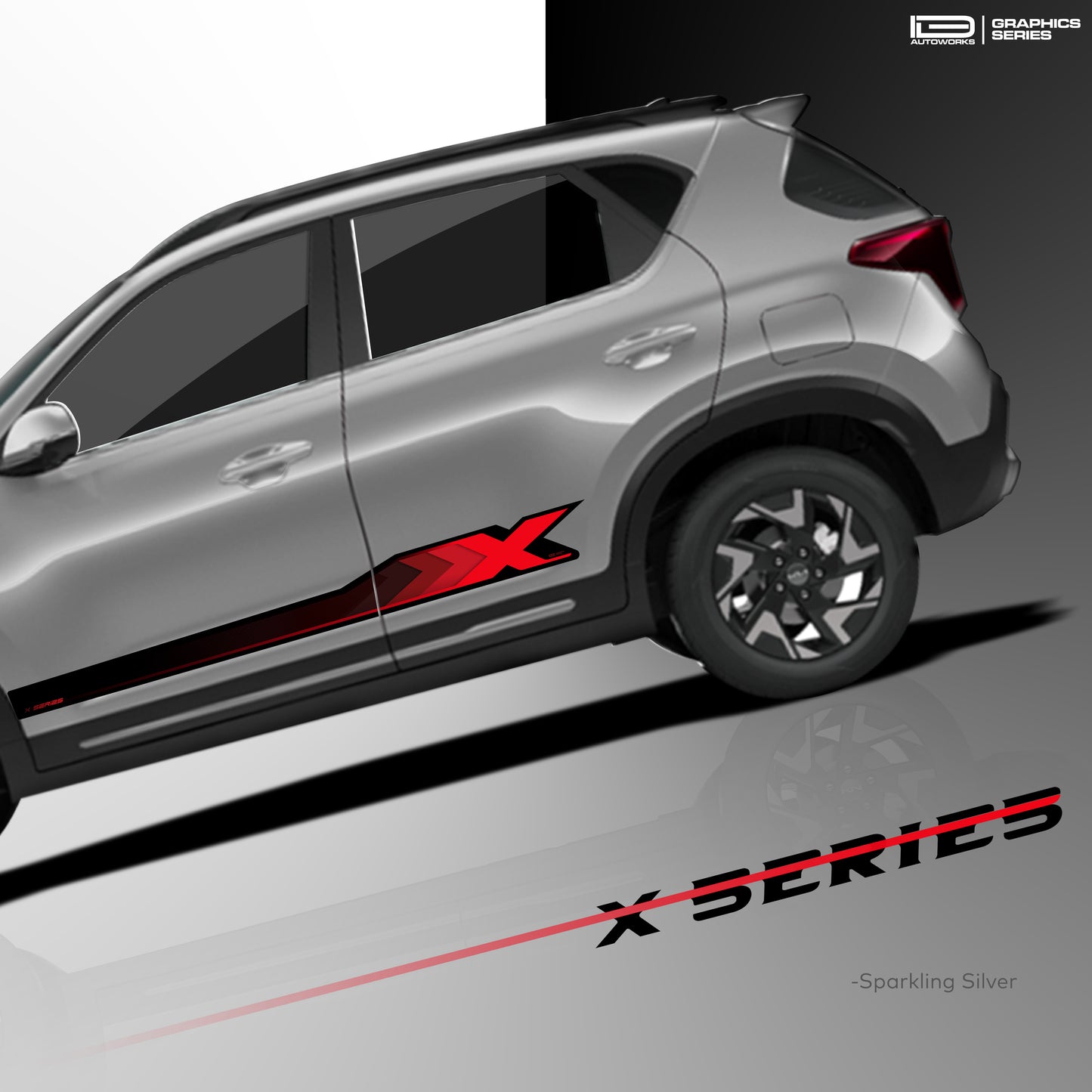 IDE GRAPHICS SERIES - X Series for Kia Sonet (Sparkling Silver)