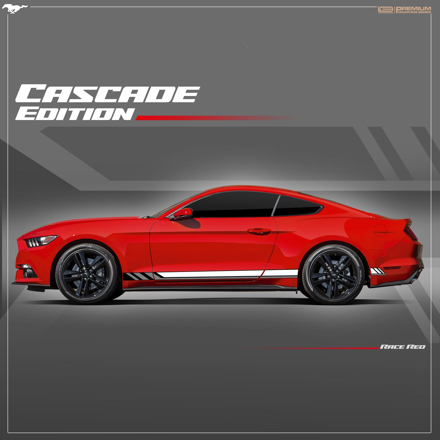IDE PREMIUM GRAPHICS SERIES - Cascade Edition Side for Ford Mustang (Race Red)