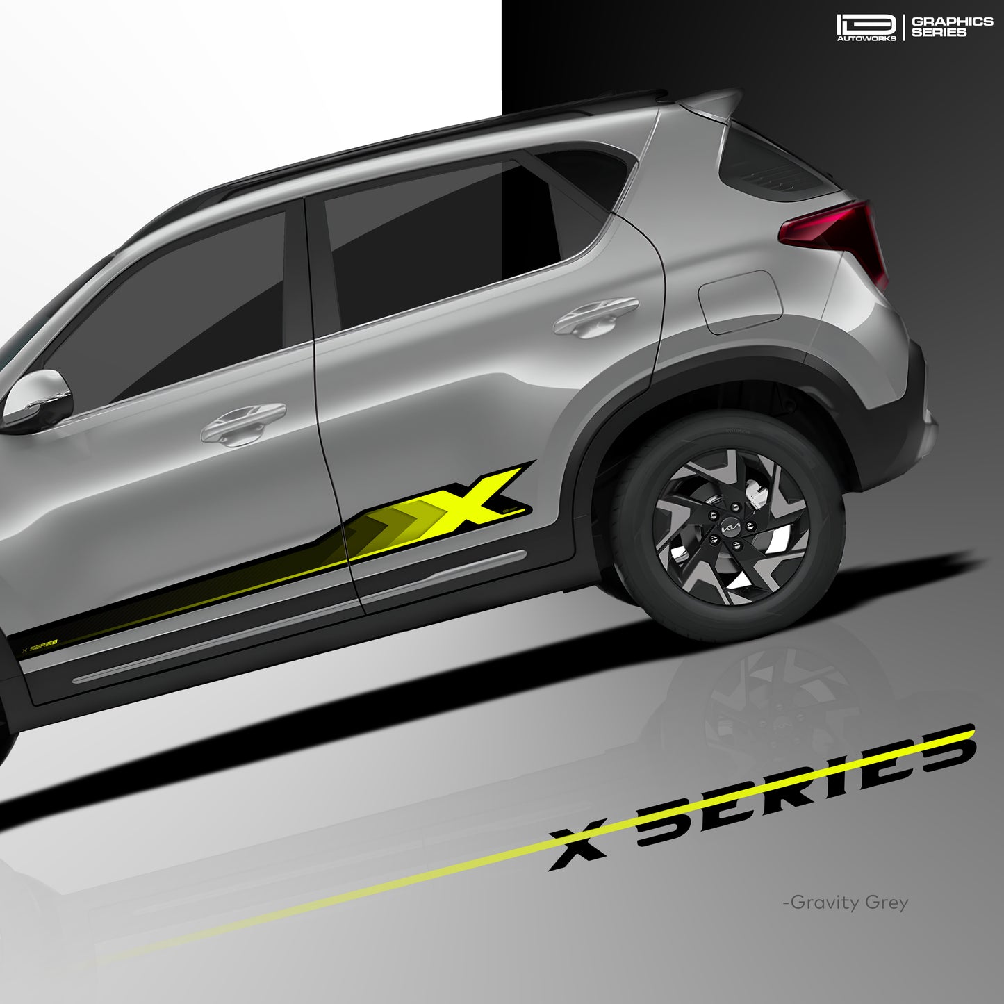 IDE GRAPHICS SERIES - X Series for Kia Sonet (Gravity Grey)