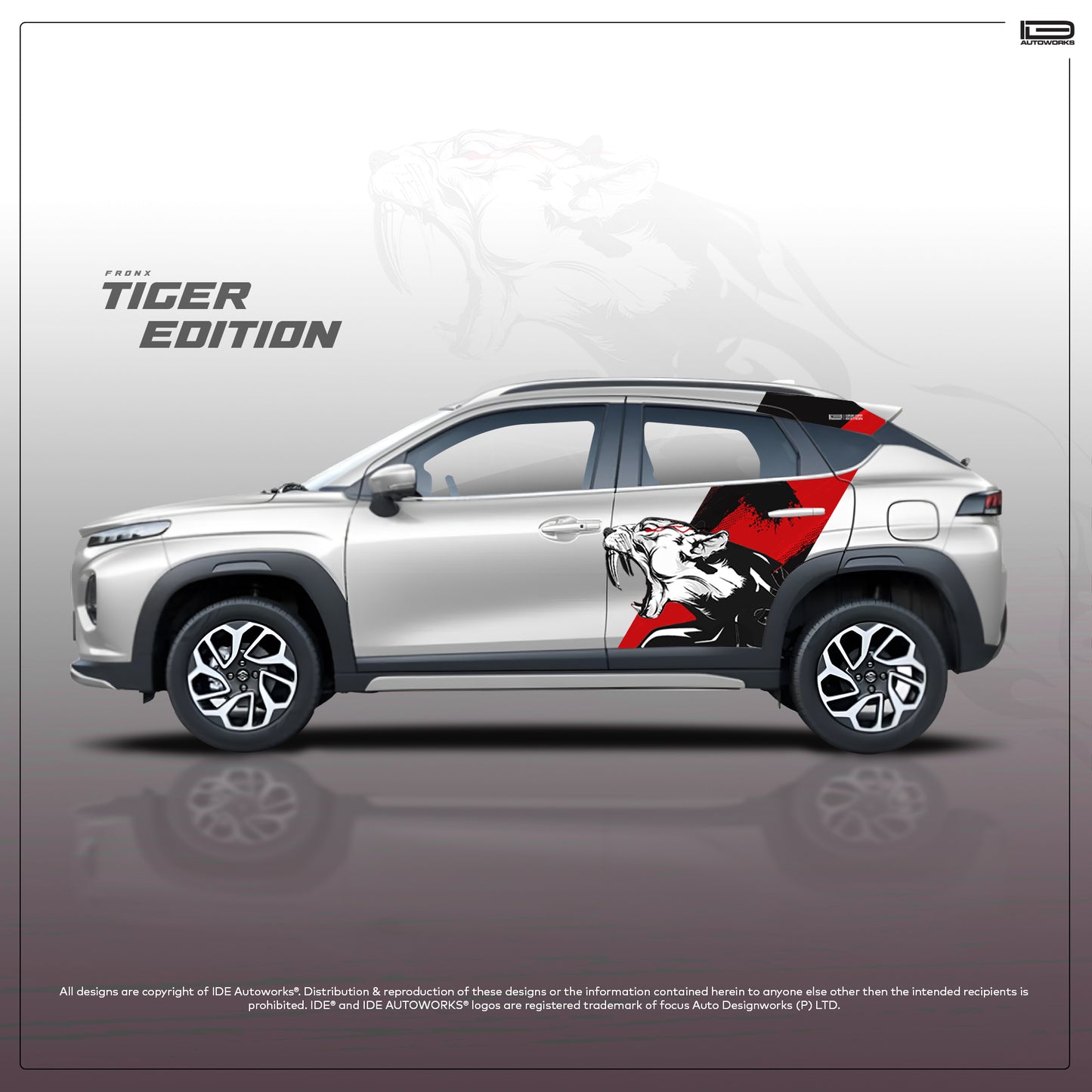 IDE PARTIAL X SERIES - Tiger Edition for MARUTI SUZUKI Fronx (Arctic White)