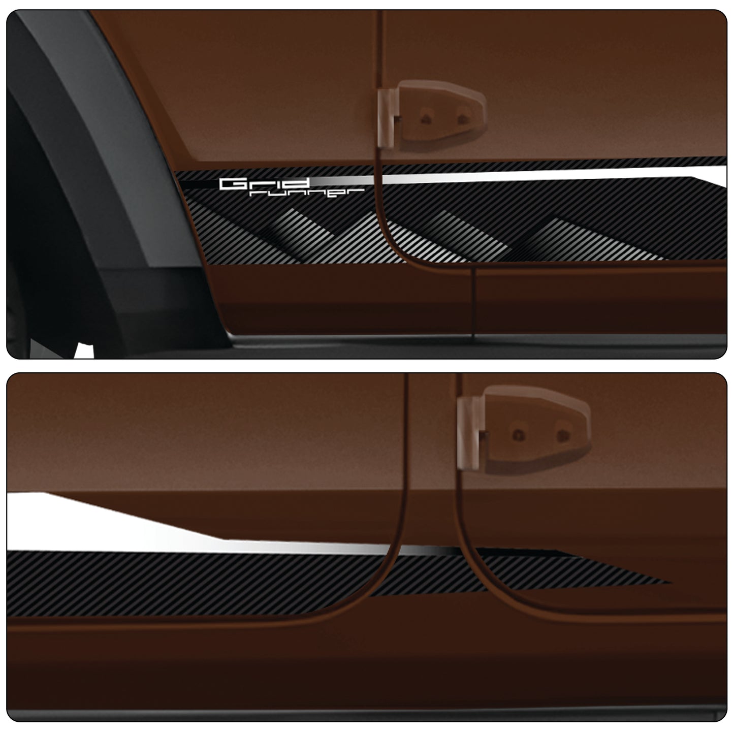 IDE Graphics Series -  Grid Runner Edition for Mahindra Thar Roxx / Only Side Decals  (Burnt Sienna)