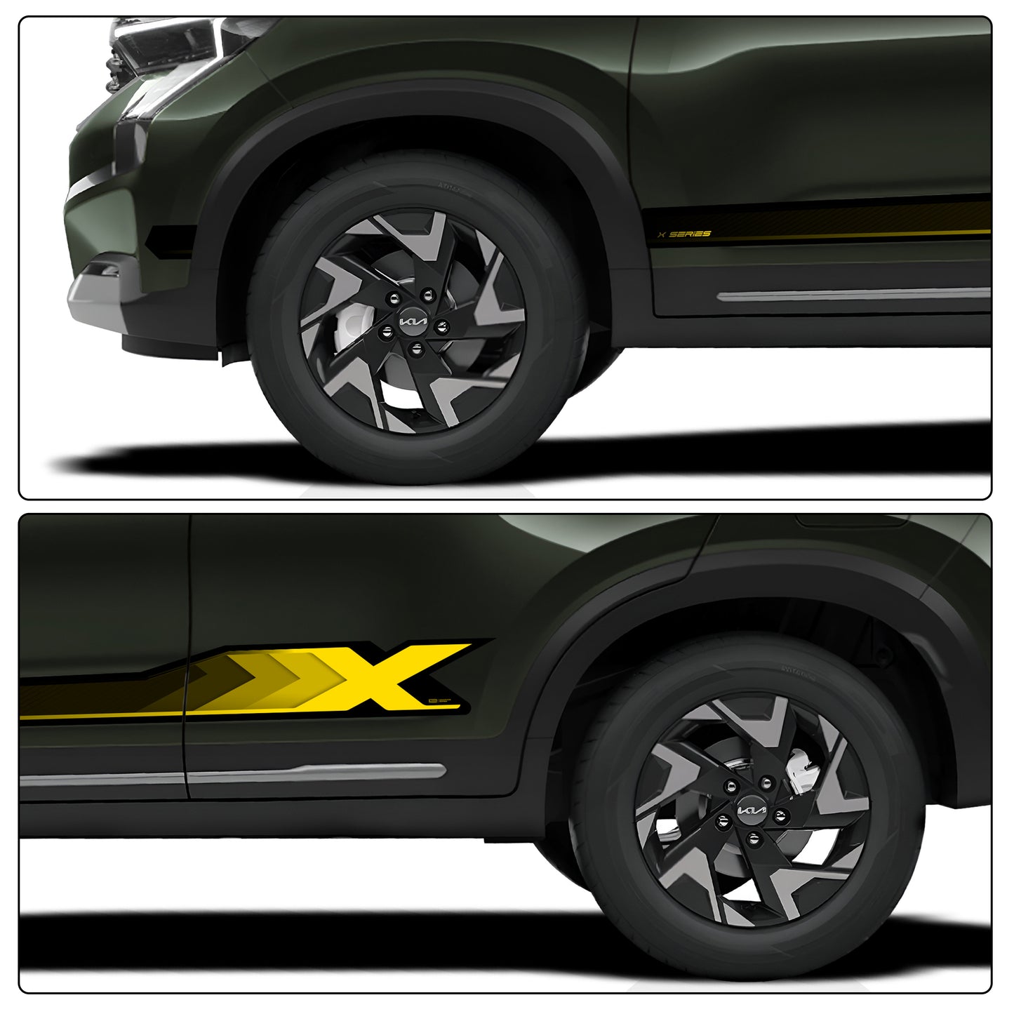 IDE GRAPHICS SERIES - X Series for Kia Sonet (Pewter Olive)