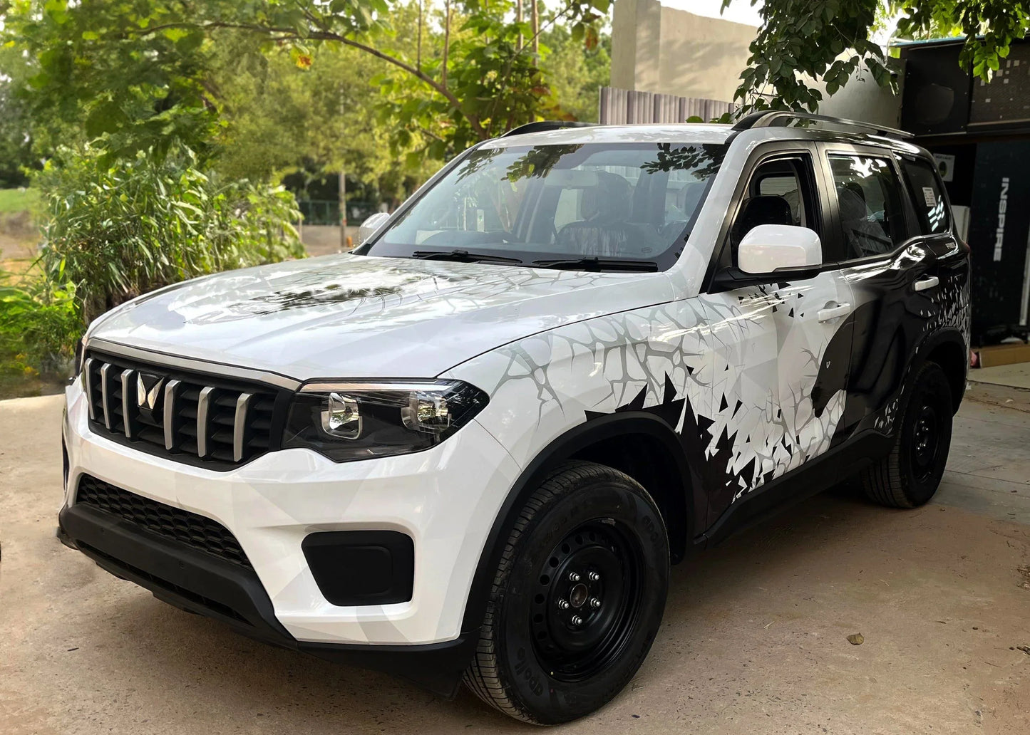 Panther Edition Graphics for Mahindra Scorpio N white
