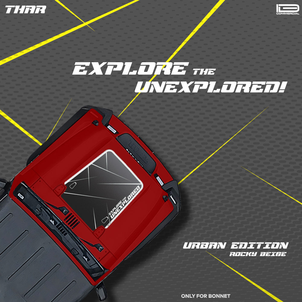 IDE Graphics Series - Urban Edition | Only Bonnet Decal for Mahindra Thar / Rage Red