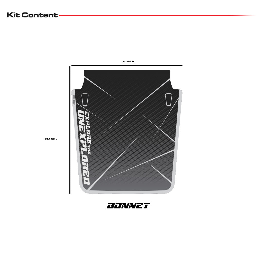 IDE Graphics Series - Urban Edition | Only Bonnet Decal for Mahindra Thar / Rage Red