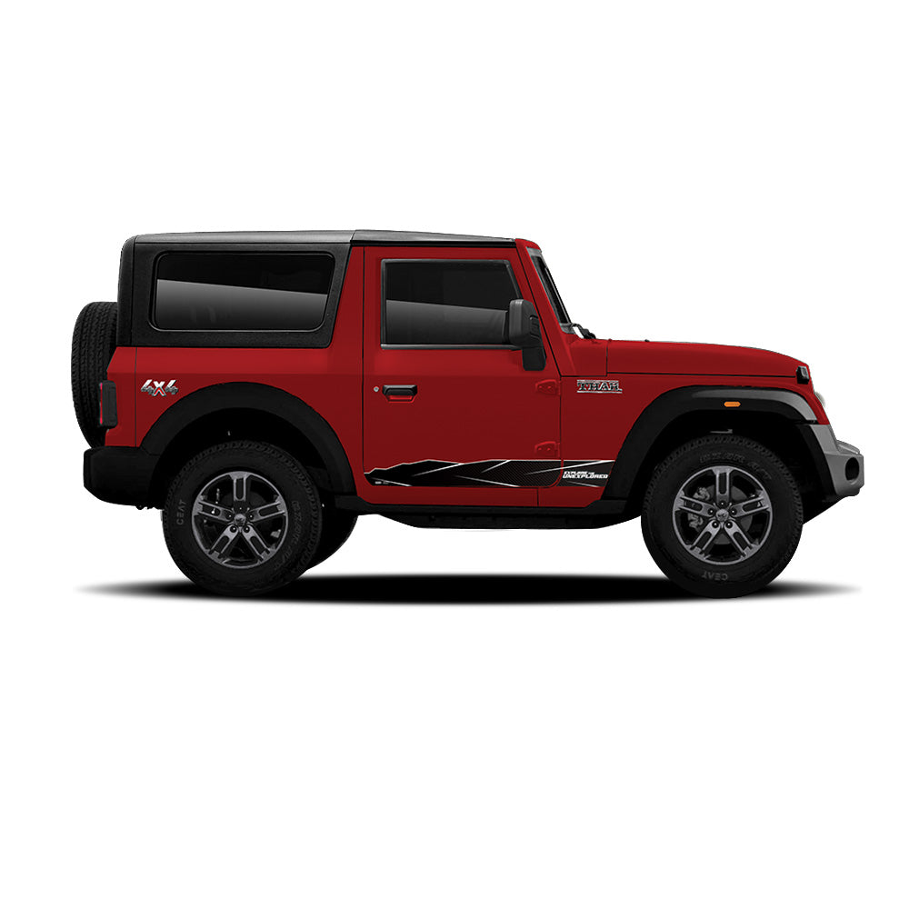 IDE Graphics Series - Urban Edition | Only Side Decals for Mahindra Thar / Rage Red