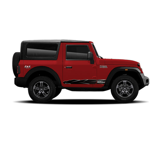 IDE Graphics Series - Urban Edition | Only Side Decals for Mahindra Thar / Rage Red