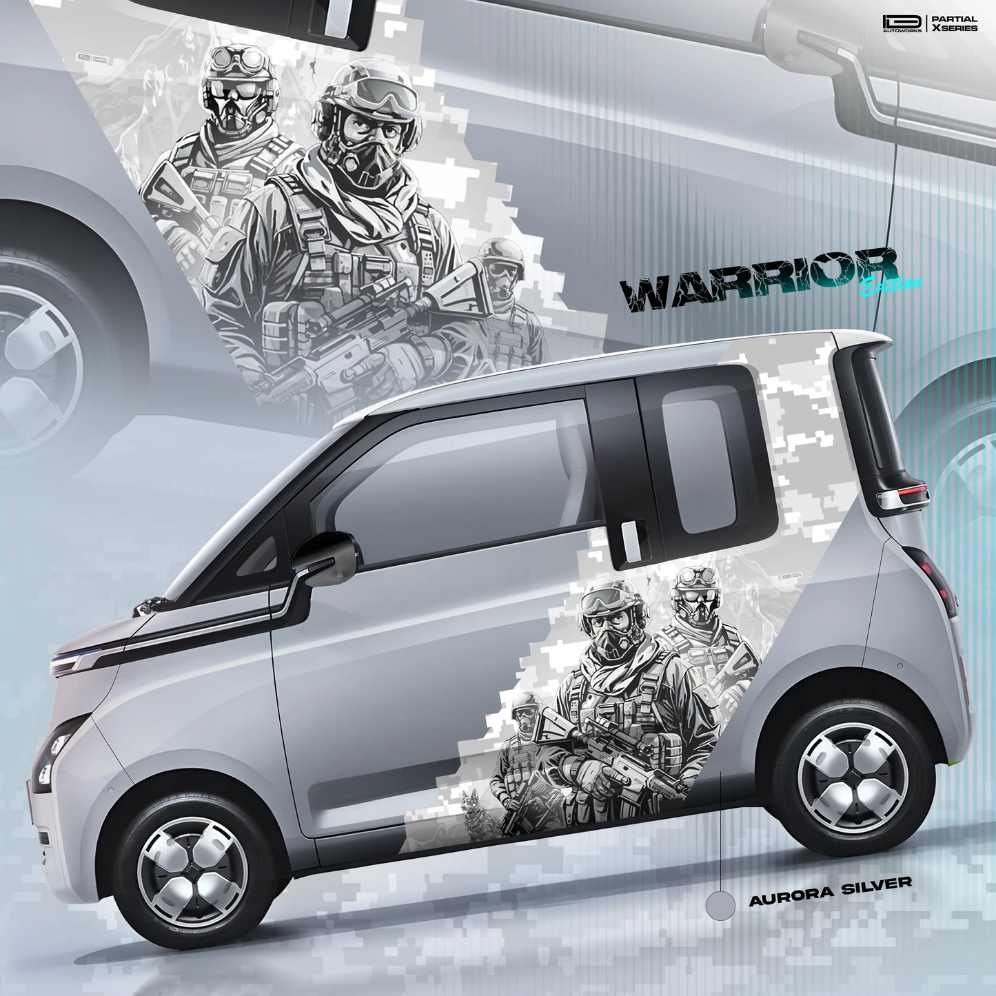 IDE Partial X Series Warrior Edition graphics on an MG Comet silver