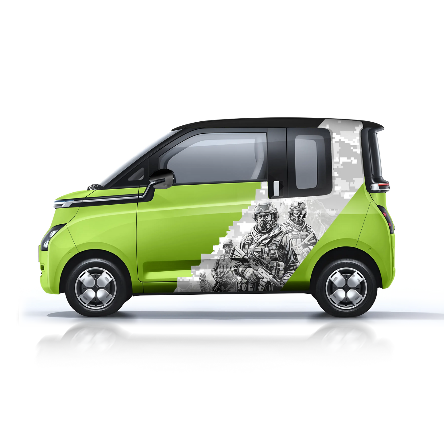 IDE Partial X Series Warrior Edition graphics on an MG Comet green