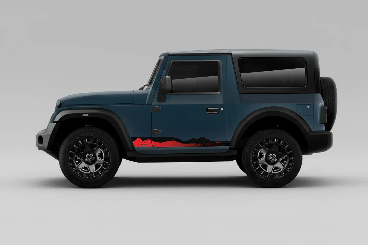 Explorer Edition Side Graphics for Mahindra Thar aquamarine blue