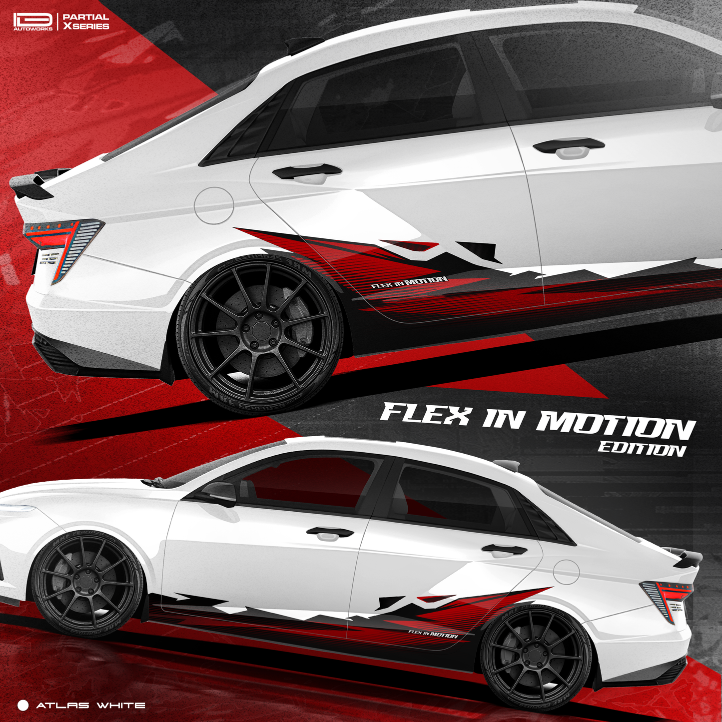 Hyundai Verna Vinyl Graphics - Partial X Series Flex In Motion