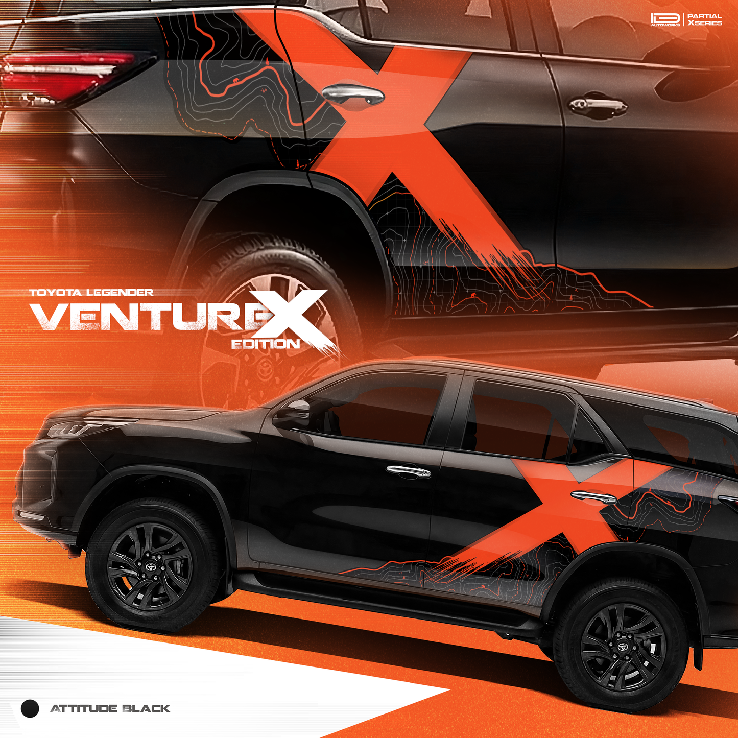 VentureX Edition Graphics for Toyota Fortuner black