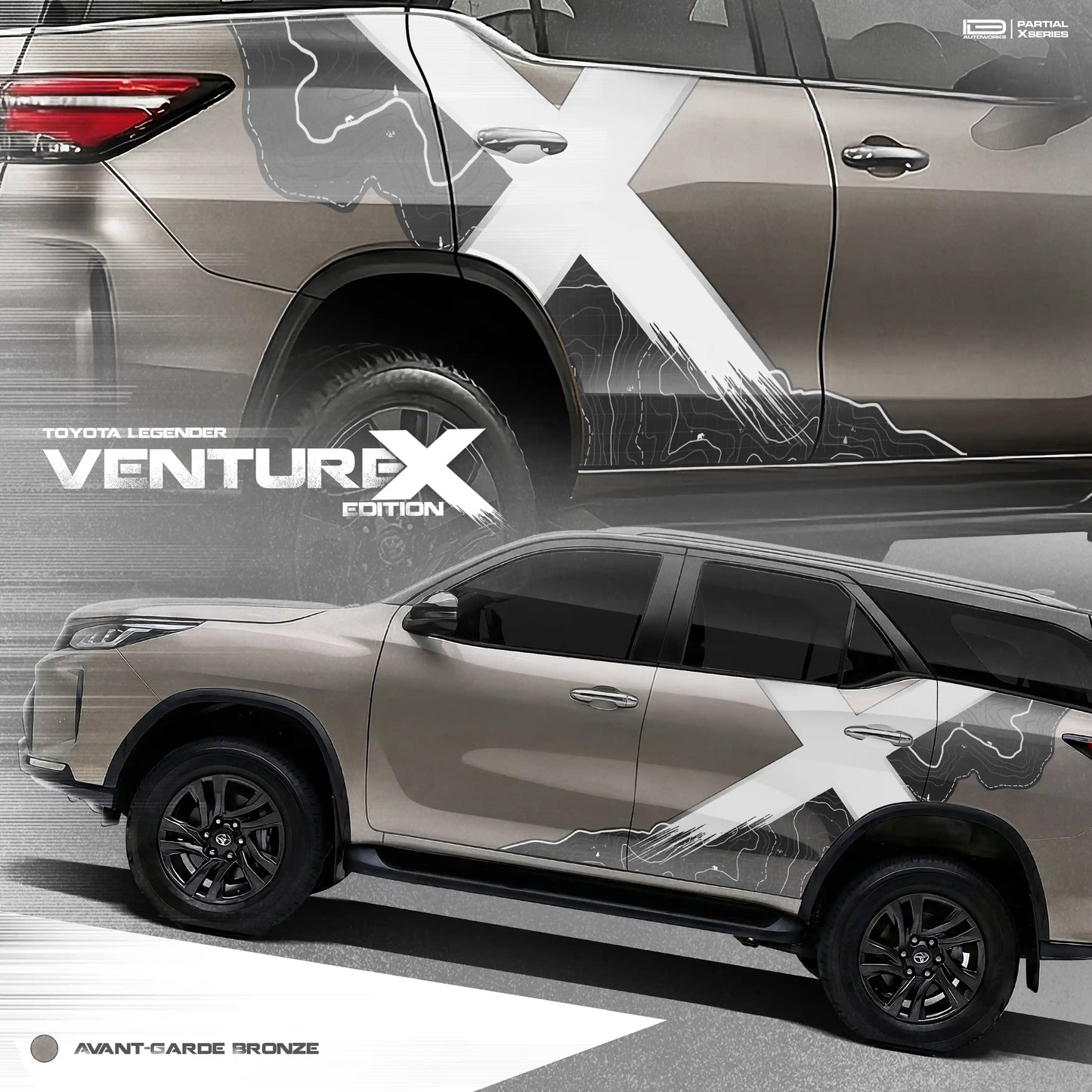 VentureX Edition Graphics for Toyota Fortuner white 