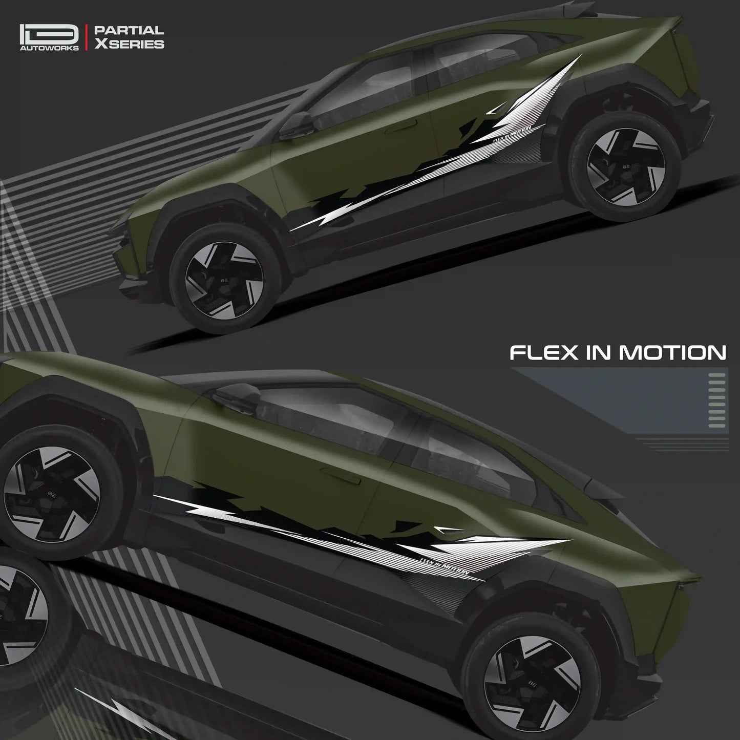 Flex in Motion Edition Graphics for Mahindra BE6 green