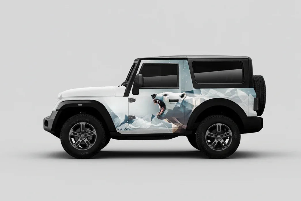 Snow Bear Edition Graphics for Mahindra Thar white