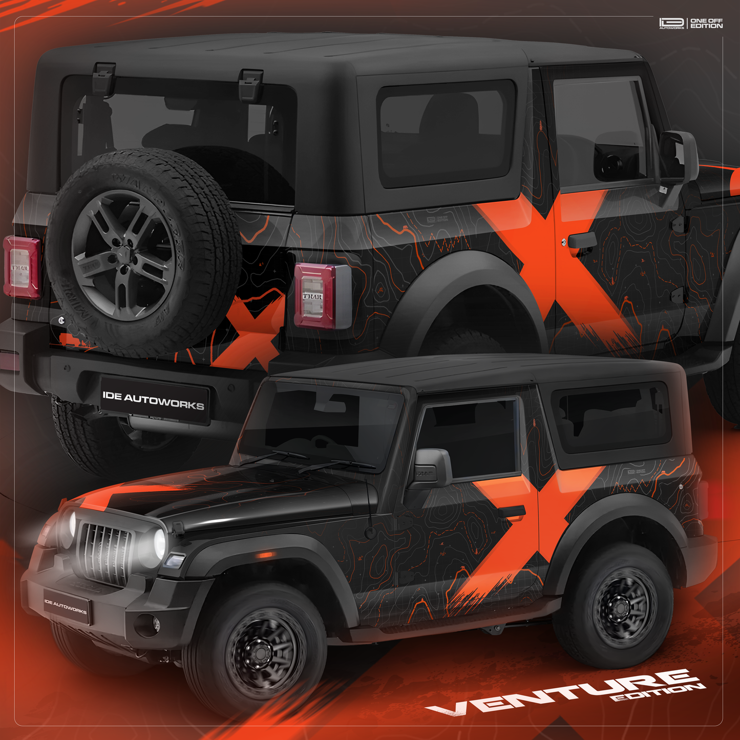 VentureX Edition Graphics for Mahindra Thar black