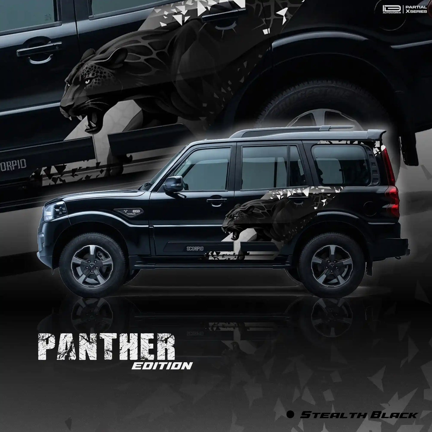 Panther Edition Car Graphics for Mahindra Scorpio S11  IDE Partial X Series