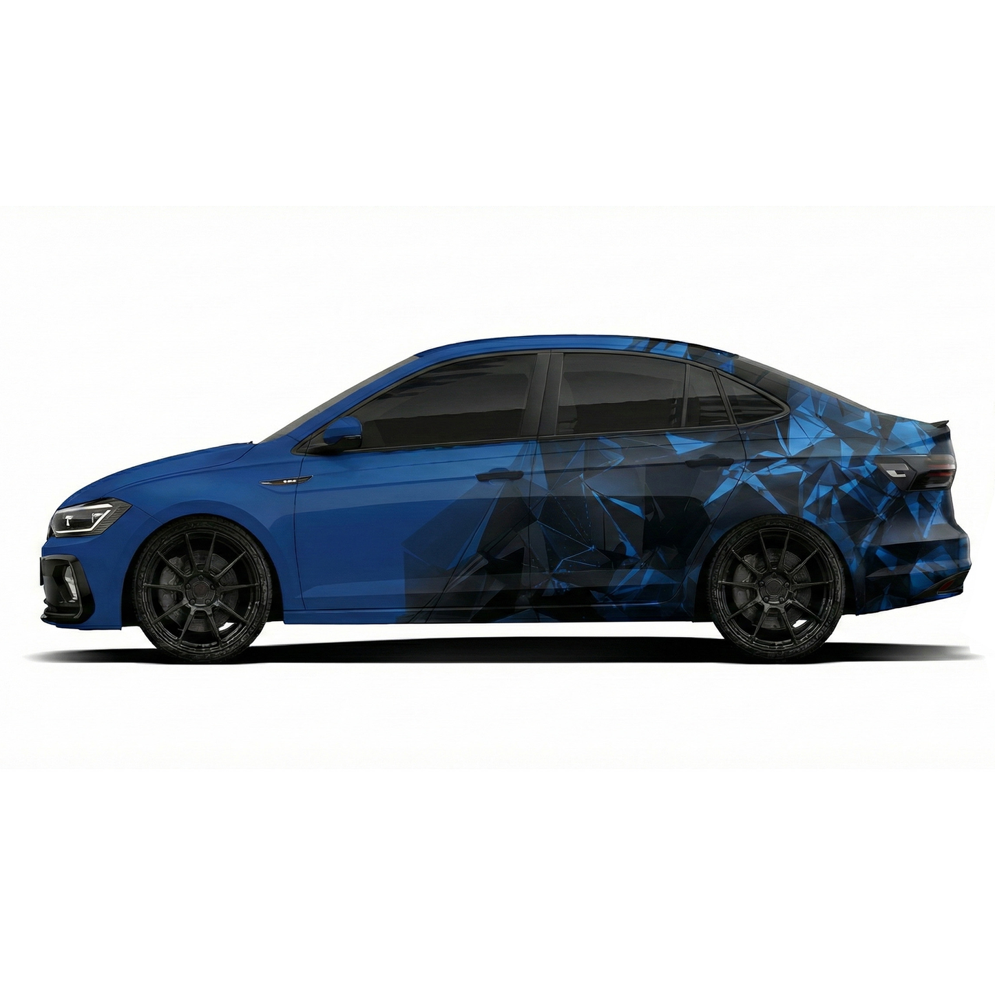 VW Virtus with IDE graphics series shatter strike edition blue