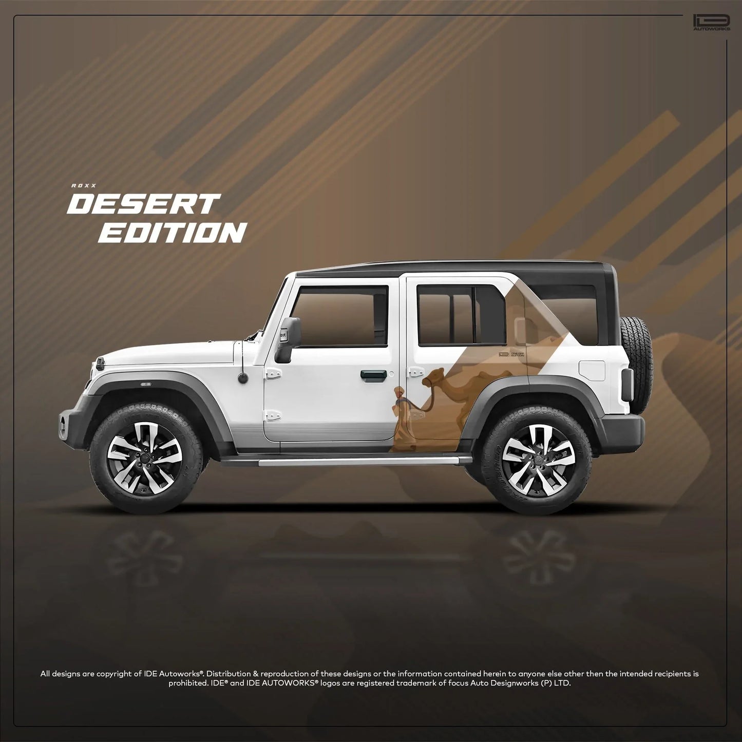 Desert Edition Graphics for Mahindra Thar Roxx white