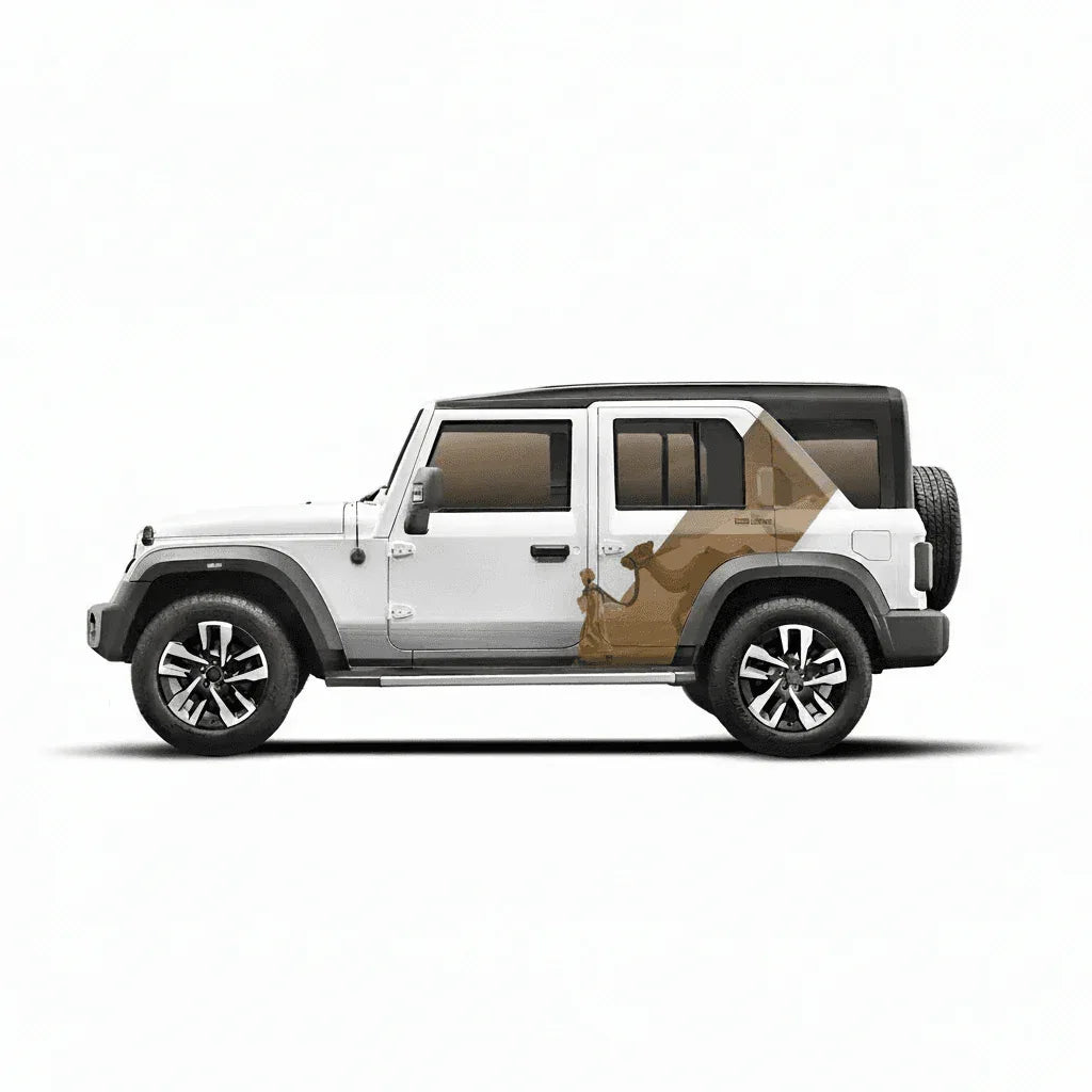 Desert Edition Graphics for Mahindra Thar Roxx white
