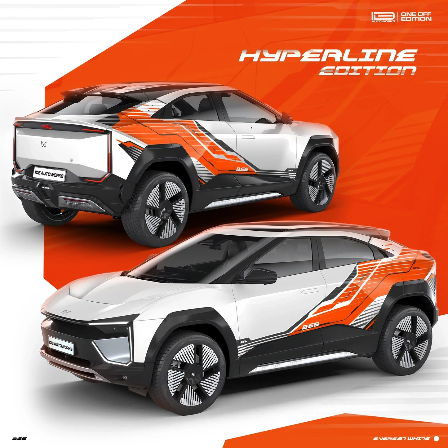 Hyperline Edition Graphics for Mahindra BE6 white