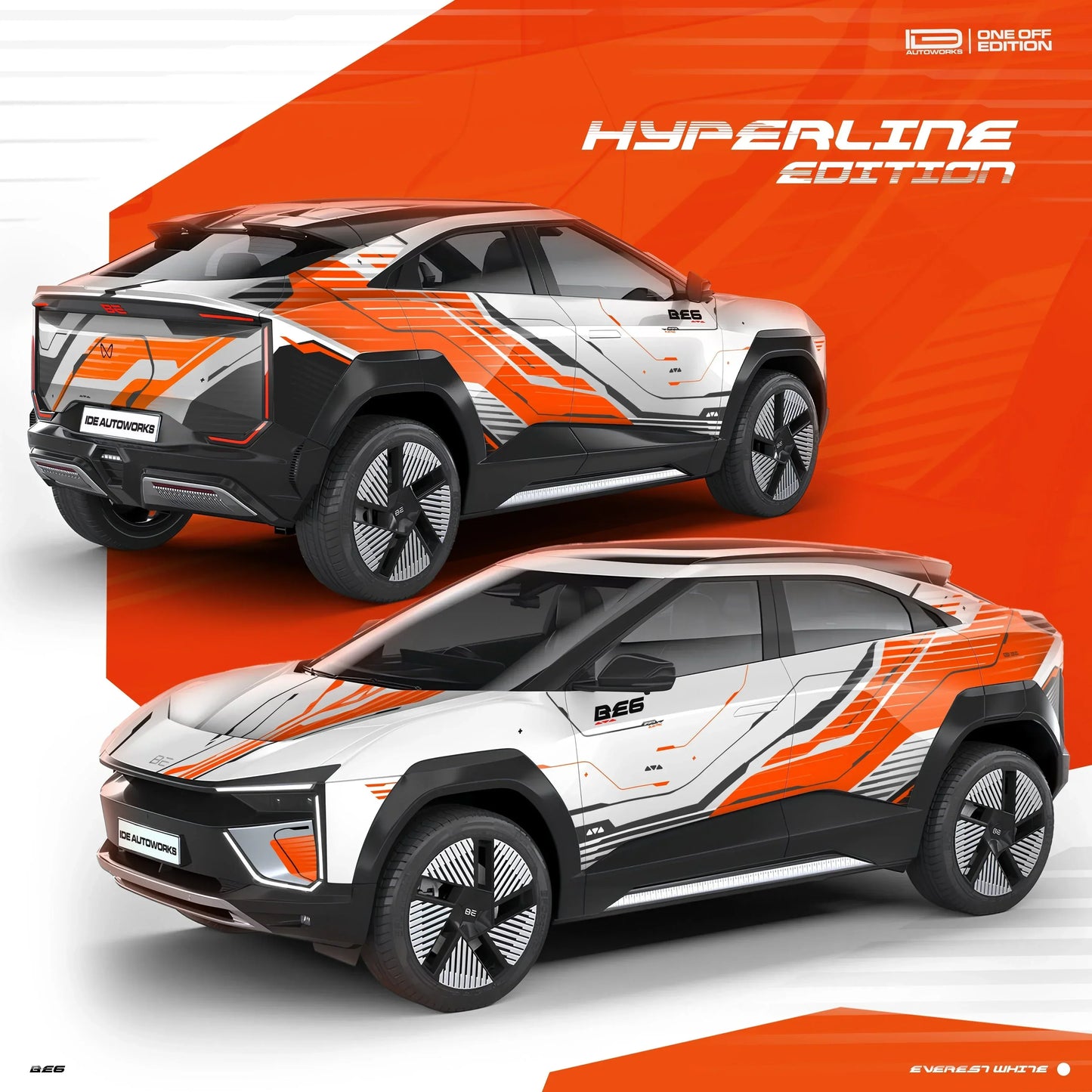 Hyperline Edition Graphics for Mahindra BE6 white